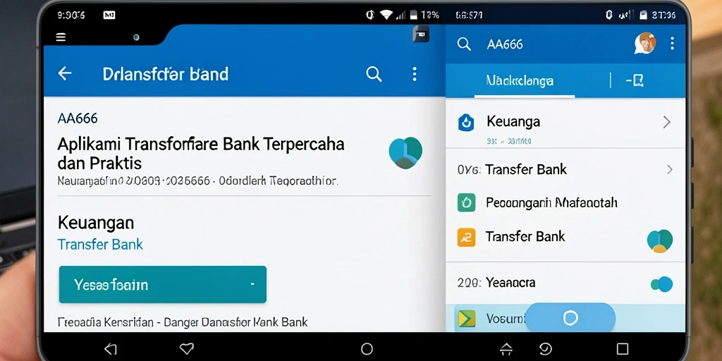 Tampilan antarmuka AA666 yang sederhana dan efisien untuk Transfer Bank.