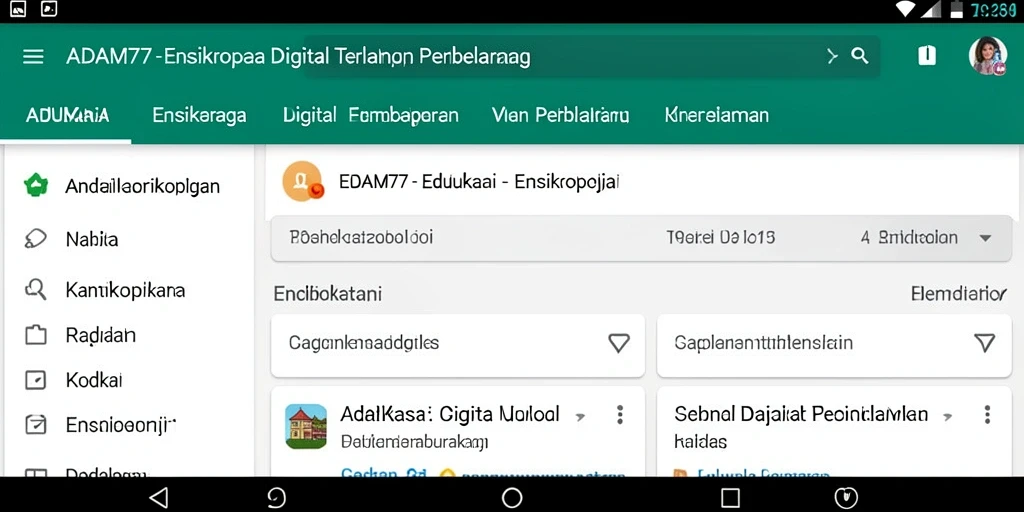 Tampilan antarmuka aplikasi ADAM77 yang user-friendly dan informatif.