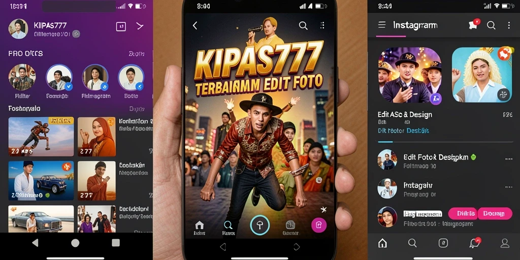 Antarmuka aplikasi KIPAS777 untuk efek Filter Instagram yang menarik.