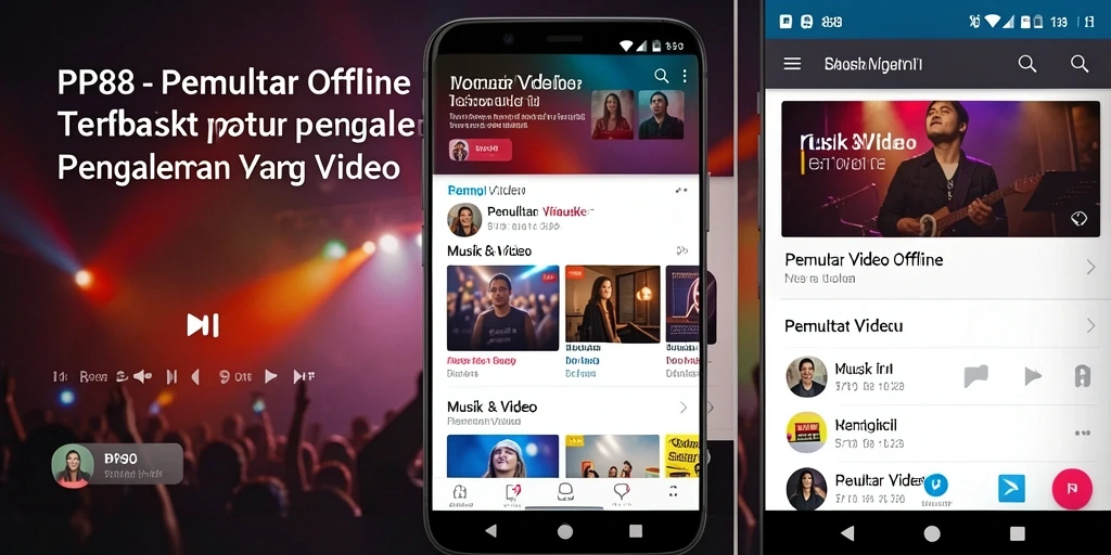 Antarmuka aplikasi PP88 menampilkan fungsi Pemutar Video Offline yang sederhana dan intuitif.