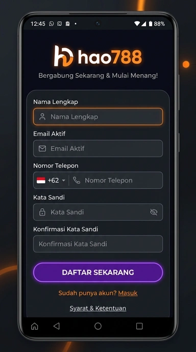 Tampilan halaman daftar hao788